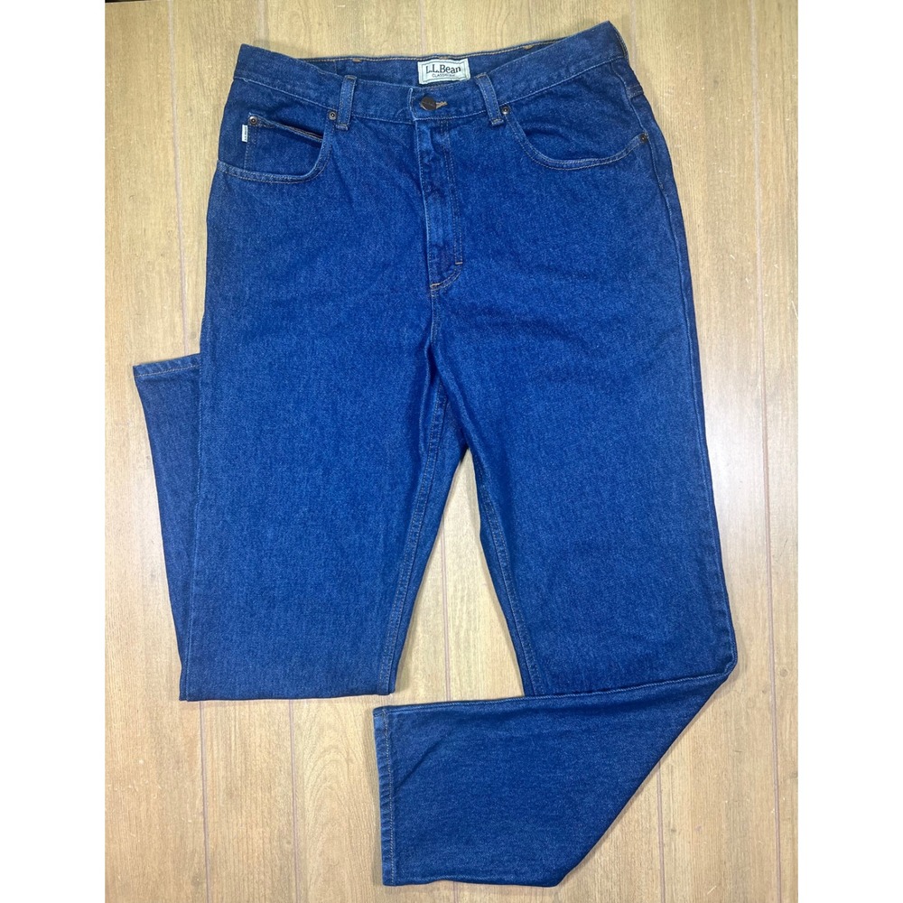 LL Bean Classic Fit Straight Leg Jeans Indigo Blue‎ Cotton Denim High Rise 32x30